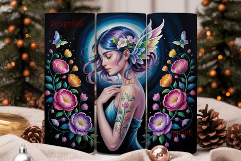 Mystical Floral Woman 20oz Tumbler Wrap Sublimation DesignSVG 