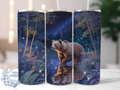 Mystical Forest Bear Tumbler, Forest Stream Tumbler, Wildlife 20oz Wrap, Sublimation Design, Nature Lover Gift, Enchanted Bear Wrap, Rustic Forest Tumbler Sublimation ToriDesigns 