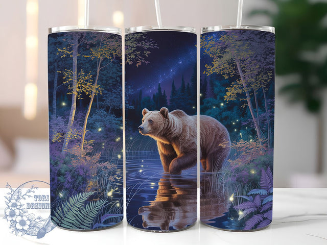 Mystical Forest Bear Tumbler, Forest Stream Tumbler, Wildlife 20oz Wrap, Sublimation Design, Nature Lover Gift, Enchanted Bear Wrap, Rustic Forest Tumbler Sublimation ToriDesigns 