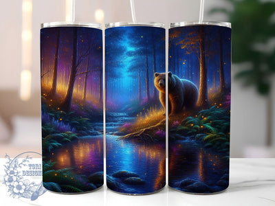 Mystical Forest Bear Tumbler, Forest Stream Tumbler, Wildlife 20oz Wrap, Sublimation Design, Nature Lover Gift, Enchanted Bear Wrap, Rustic Forest Tumbler Sublimation ToriDesigns 
