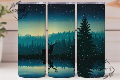 Mystical Forest Deer Starry Night PNG Sublimation sassyprint 