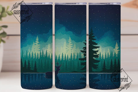 Mystical Forest Deer Starry Night PNG Sublimation sassyprint 
