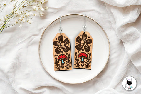 Mystical Forest Mushroom Earrings Laser Cut SVG Ivy's Creativity House 