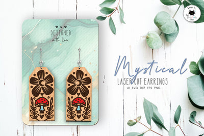 Mystical Forest Mushroom Earrings Laser Cut SVG Ivy's Creativity House 