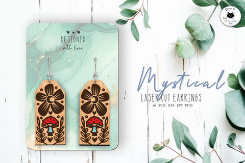 Mystical Forest Mushroom Earrings Laser Cut SVG Ivy's Creativity House 