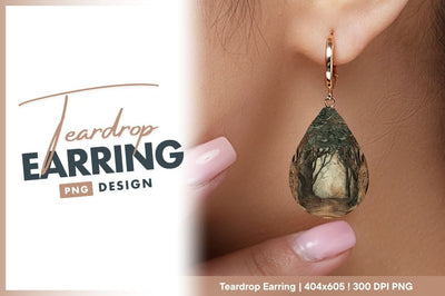 Mystical forest teardrop earring png backdrop Sublimation Regulrcrative 