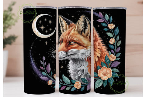 Mystical Fox & Moon 20oz Tumbler Wrap Sublimation PixelChick 