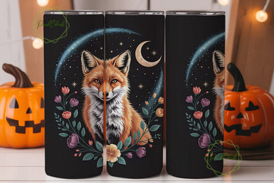 Mystical Fox & Moon 20oz Tumbler Wrap Sublimation PixelChick 