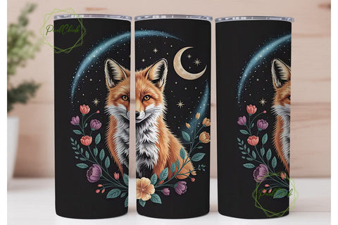 Mystical Fox & Moon 20oz Tumbler Wrap Sublimation PixelChick 