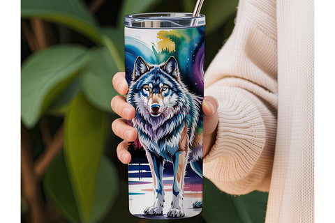 Mystical Galaxy Wolf 20oz Tumbler Wrap Sublimation DesignSVG 