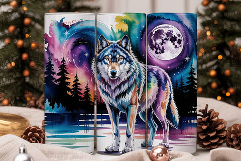 Mystical Galaxy Wolf 20oz Tumbler Wrap Sublimation DesignSVG 