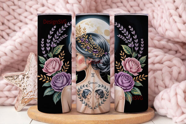 Mystical Gemini Woman 20oz Tumbler Wrap Sublimation DesignSVG 