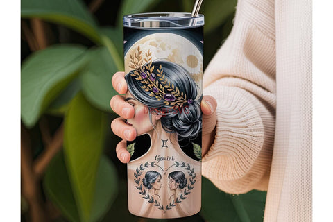 Mystical Gemini Woman 20oz Tumbler Wrap Sublimation DesignSVG 