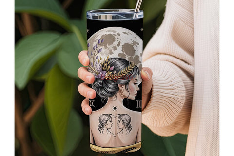 Mystical Gemini Woman 20oz Tumbler Wrap Sublimation DesignSVG 