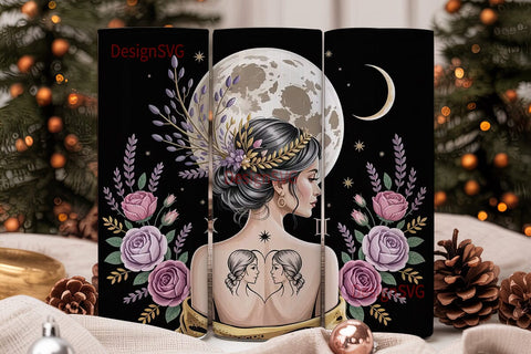 Mystical Gemini Woman 20oz Tumbler Wrap Sublimation DesignSVG 