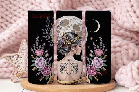 Mystical Gemini Woman 20oz Tumbler Wrap Sublimation DesignSVG 
