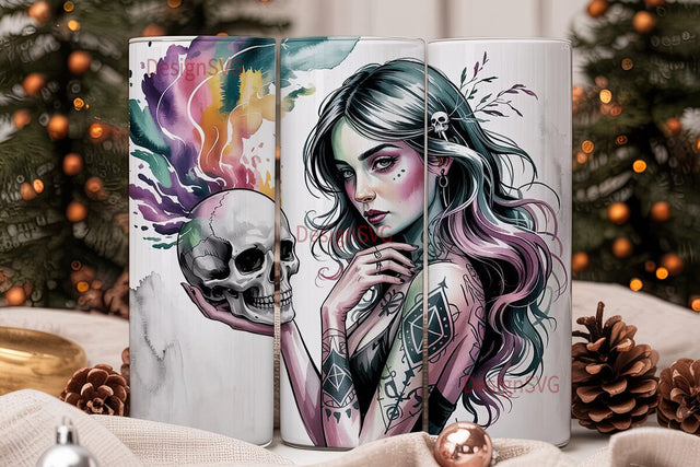 Mystical Goth Girl 20oz Tumbler Wrap Sublimation DesignSVG 