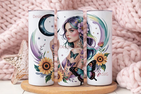 Mystical Goth Girl 20oz Tumbler Wrap Sublimation DesignSVG 