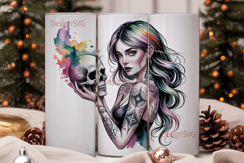 Mystical Goth Girl 20oz Tumbler Wrap Sublimation DesignSVG 