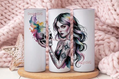 Mystical Goth Girl 20oz Tumbler Wrap Sublimation DesignSVG 
