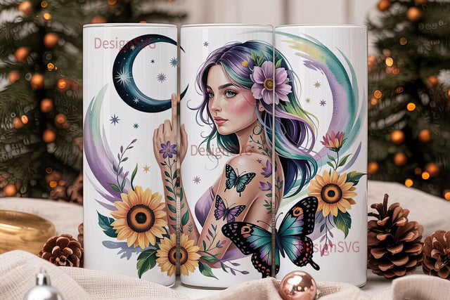 Mystical Goth Girl 20oz Tumbler Wrap Sublimation DesignSVG 