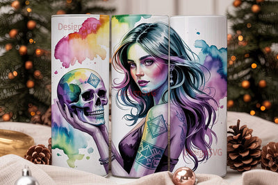 Mystical Gothic Girl 20oz Tumbler Wrap Sublimation DesignSVG 