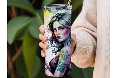 Mystical Gothic Girl 20oz Tumbler Wrap Sublimation DesignSVG 