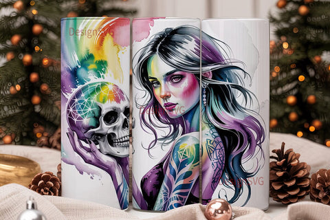 Mystical Gothic Girl 20oz Tumbler Wrap Sublimation DesignSVG 