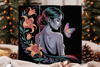 Mystical Gothic Woman 20oz Tumbler Wrap Sublimation DesignSVG 