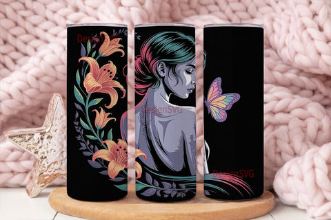 Mystical Gothic Woman 20oz Tumbler Wrap Sublimation DesignSVG 