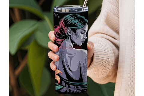 Mystical Gothic Woman 20oz Tumbler Wrap Sublimation DesignSVG 