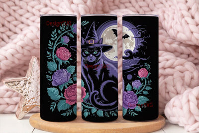 Mystical Halloween Cat 20oz Tumbler Sublimation DesignSVG 