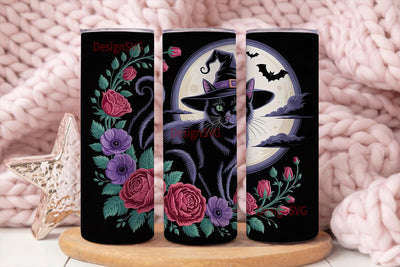 Mystical Halloween Cat 20oz Tumbler Sublimation DesignSVG 