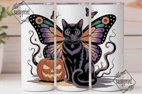 Mystical Halloween Cat 20oz Tumbler Wrap Sublimation sassyprint 