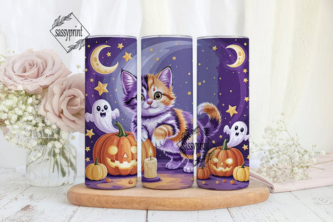 Mystical Halloween Kitten 20oz Tumbler Sublimation sassyprint 