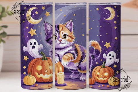 Mystical Halloween Kitten 20oz Tumbler Sublimation sassyprint 