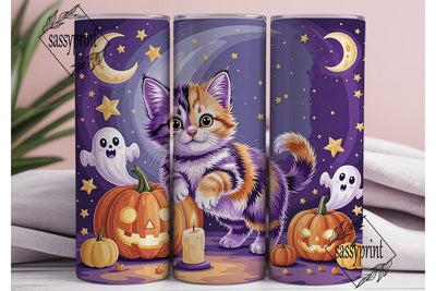Mystical Halloween Kitten 20oz Tumbler Sublimation sassyprint 
