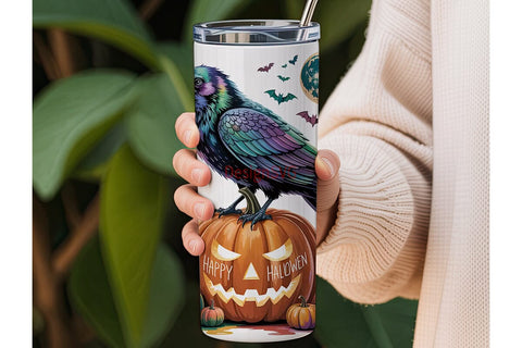 Mystical Halloween Raven 20oz Tumbler Sublimation DesignSVG 