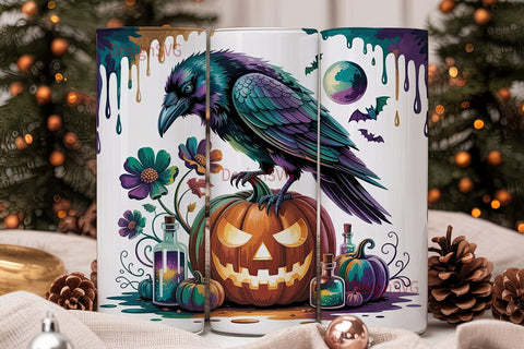 Mystical Halloween Raven 20oz Tumbler Sublimation DesignSVG 