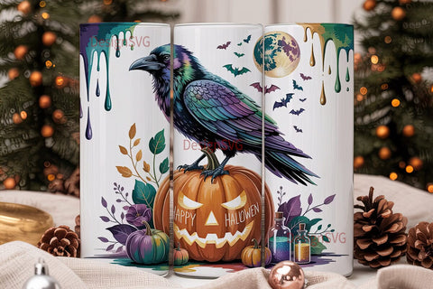 Mystical Halloween Raven 20oz Tumbler Sublimation DesignSVG 