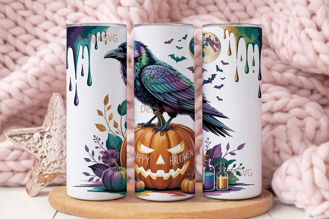 Mystical Halloween Raven 20oz Tumbler Sublimation DesignSVG 