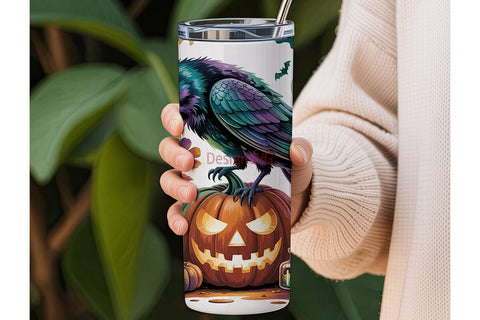 Mystical Halloween Raven 20oz Tumbler Sublimation DesignSVG 