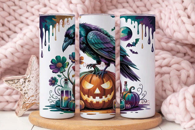 Mystical Halloween Raven 20oz Tumbler Sublimation DesignSVG 
