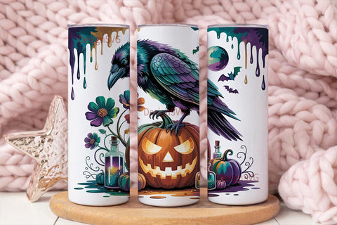 Mystical Halloween Raven 20oz Tumbler Sublimation DesignSVG 