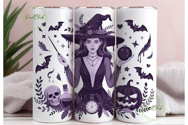 Mystical Halloween Witch 20oz Tumbler Sublimation PixelChick 
