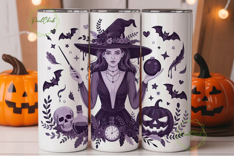 Mystical Halloween Witch 20oz Tumbler Sublimation PixelChick 