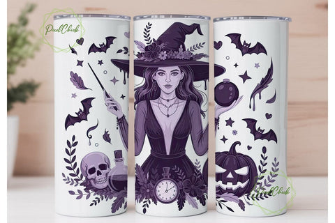 Mystical Halloween Witch 20oz Tumbler Sublimation PixelChick 