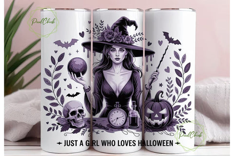 Mystical Halloween Witch 20oz Tumbler Sublimation PixelChick 