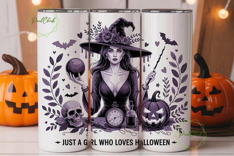 Mystical Halloween Witch 20oz Tumbler Sublimation PixelChick 