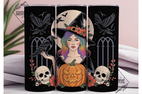 Mystical Halloween Witch 20oz Tumbler Sublimation sassyprint 